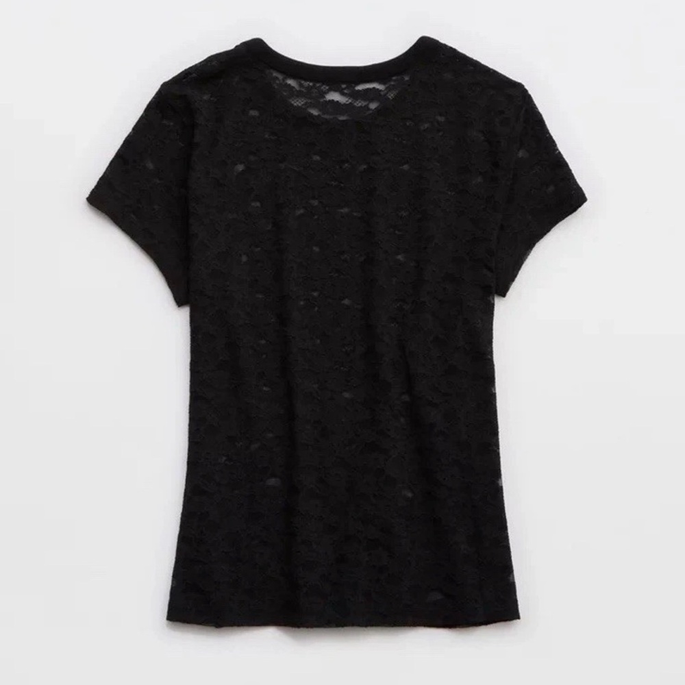 NWT Aerie Lace Vintage T-Shirt True Black Size XS